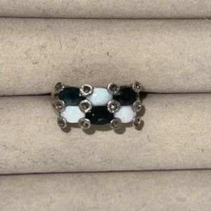 NEW Opal Onyx Marcasite Silver Ring
